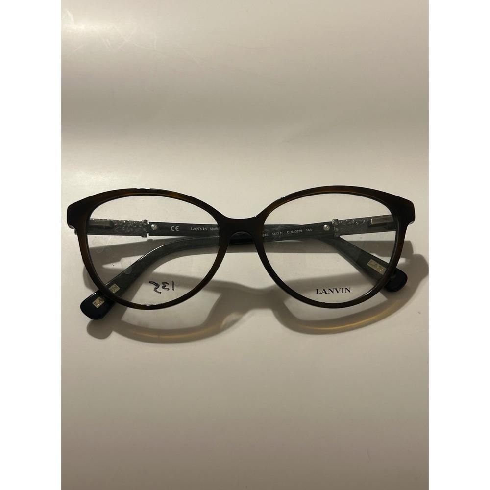 Lanvin Dark Havana Tortoise Cat Eye Optical Frames Glasses Made in Italy